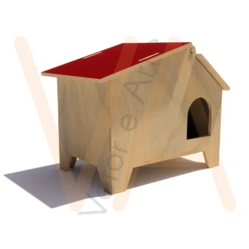 Casinha pet com telhado de duas águas, porta em arco, pés recortados e encaixes aparentes nas laterais - Imagem 2