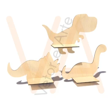 Vetor para CNC Laser - Trio Prateleiras Dino - em MDF 02,8mm - Imagem 2