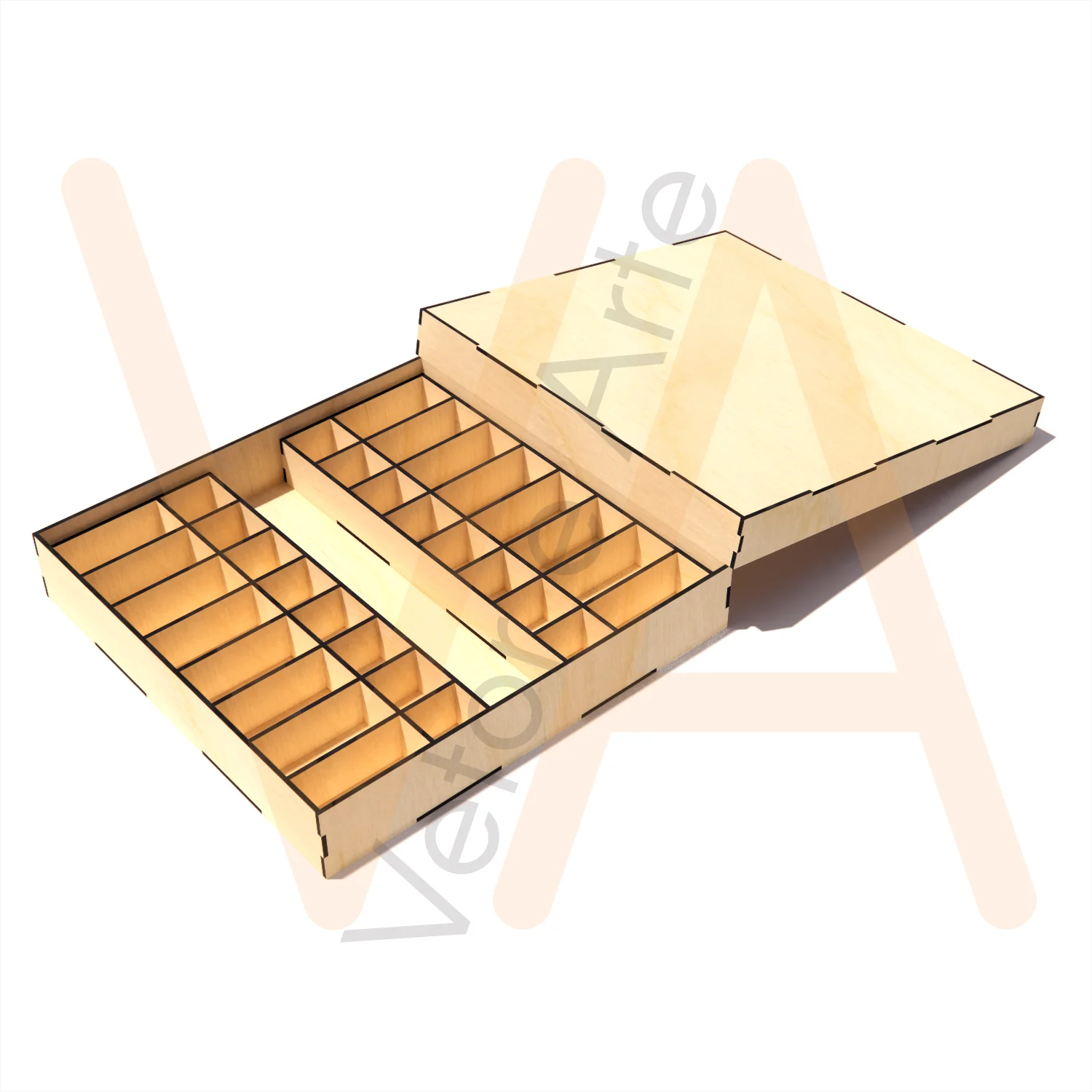 Vetor para CNC Laser - Caixa para Xadrez - em MDF 03mm