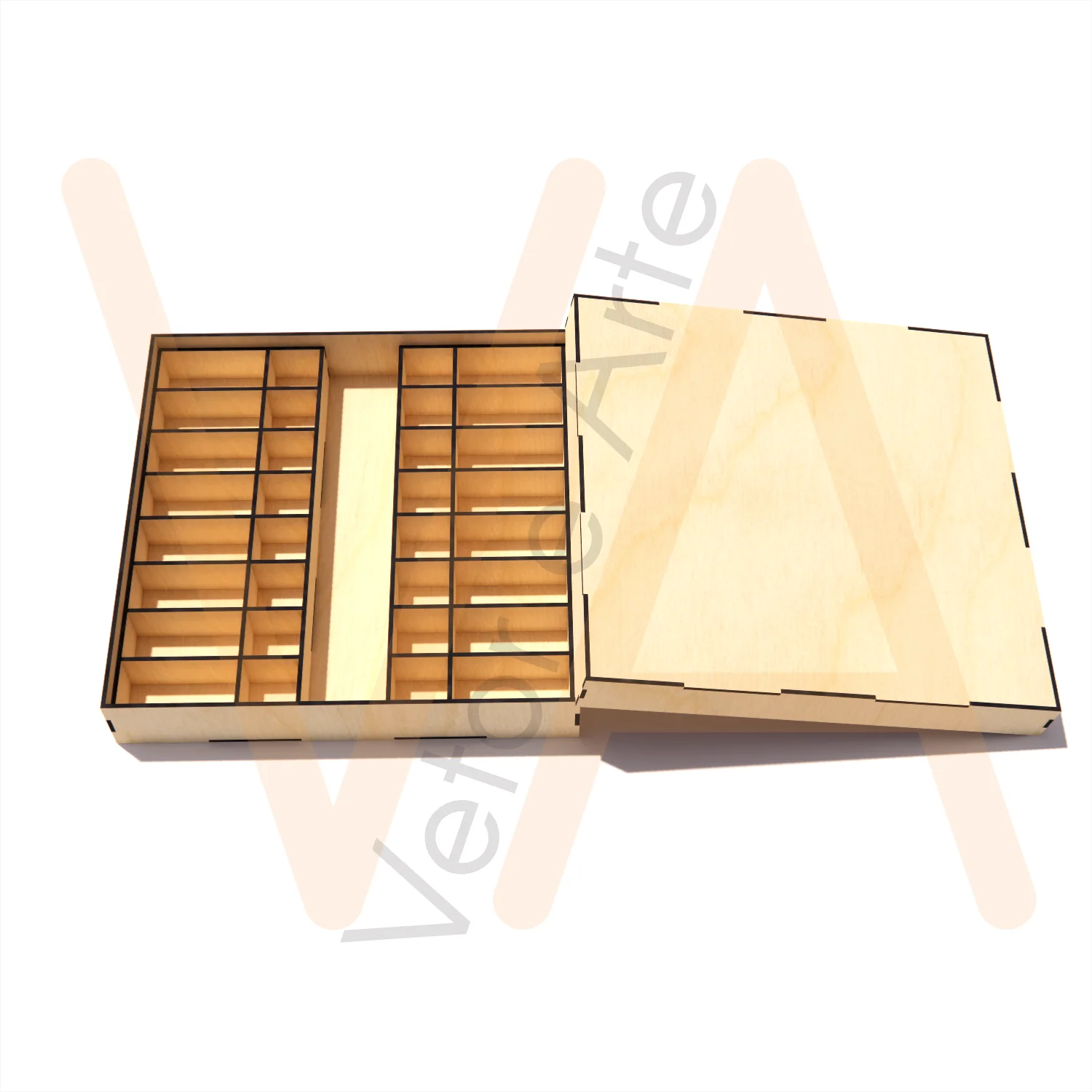 Vetor para CNC Laser - Caixa para Xadrez - em MDF 03mm - Imagem 3