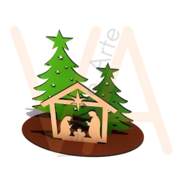 Vetor para CNC Laser - Centro de Mesa Presépio - em MDF 03mm - Imagem 2