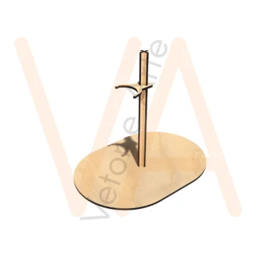 Suporte para bonecas com base oval e haste com apoio curvo, montado em quatro peças - Imagem 2