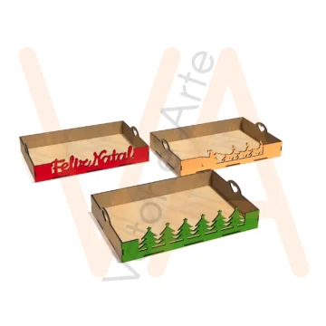 Vetor para CNC Laser - Bandejinhas de Natal - em MDF 03mm