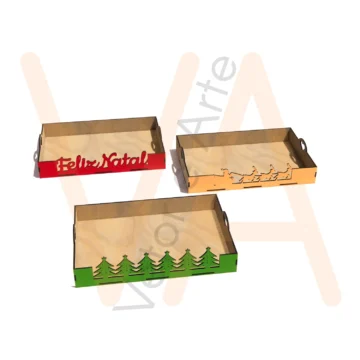 Vetor para CNC Laser - Bandejinhas de Natal - em MDF 03mm - Imagem 2