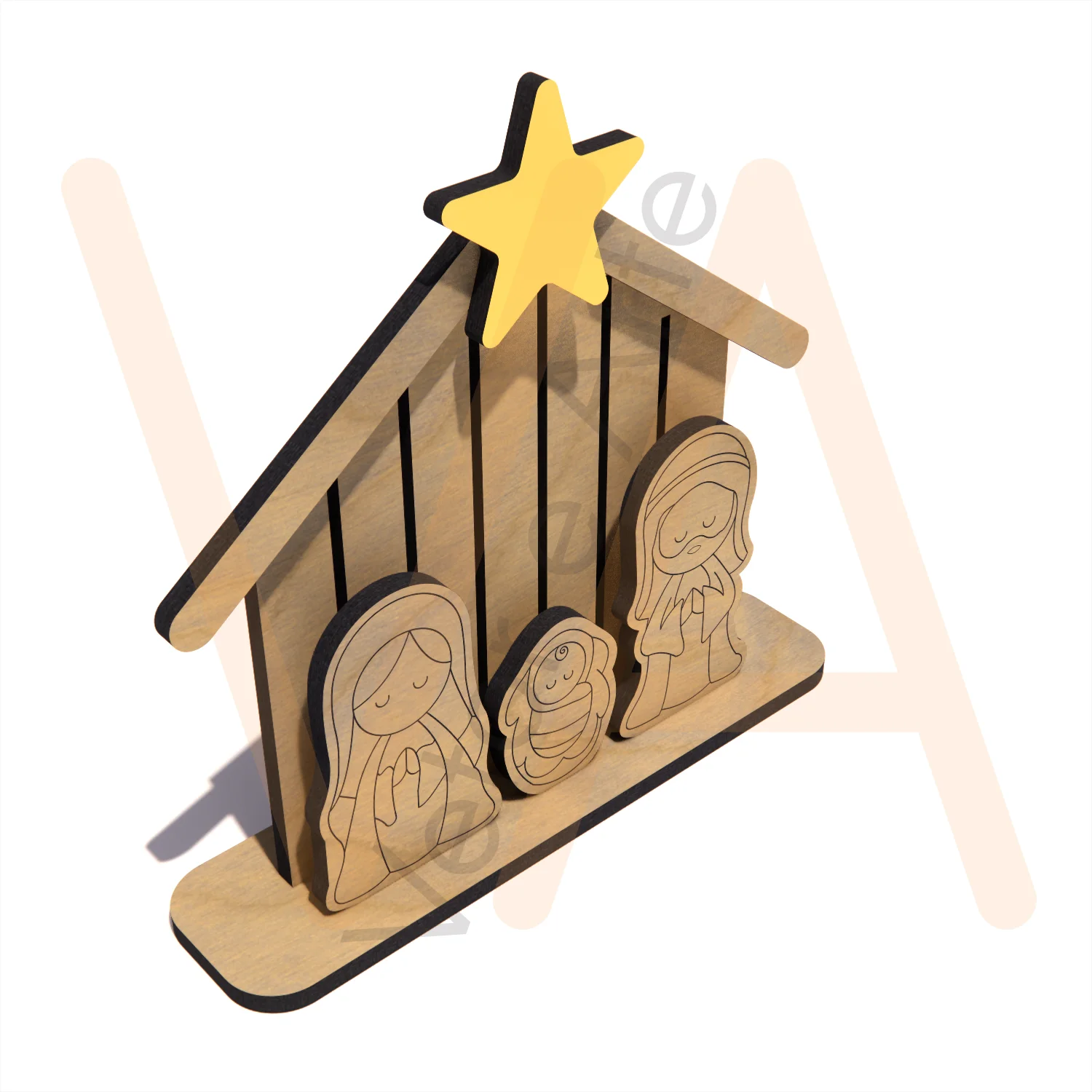 Vetor para CNC Laser - Presépio Lúdico Simples - em MDF 06mm - Imagem 2