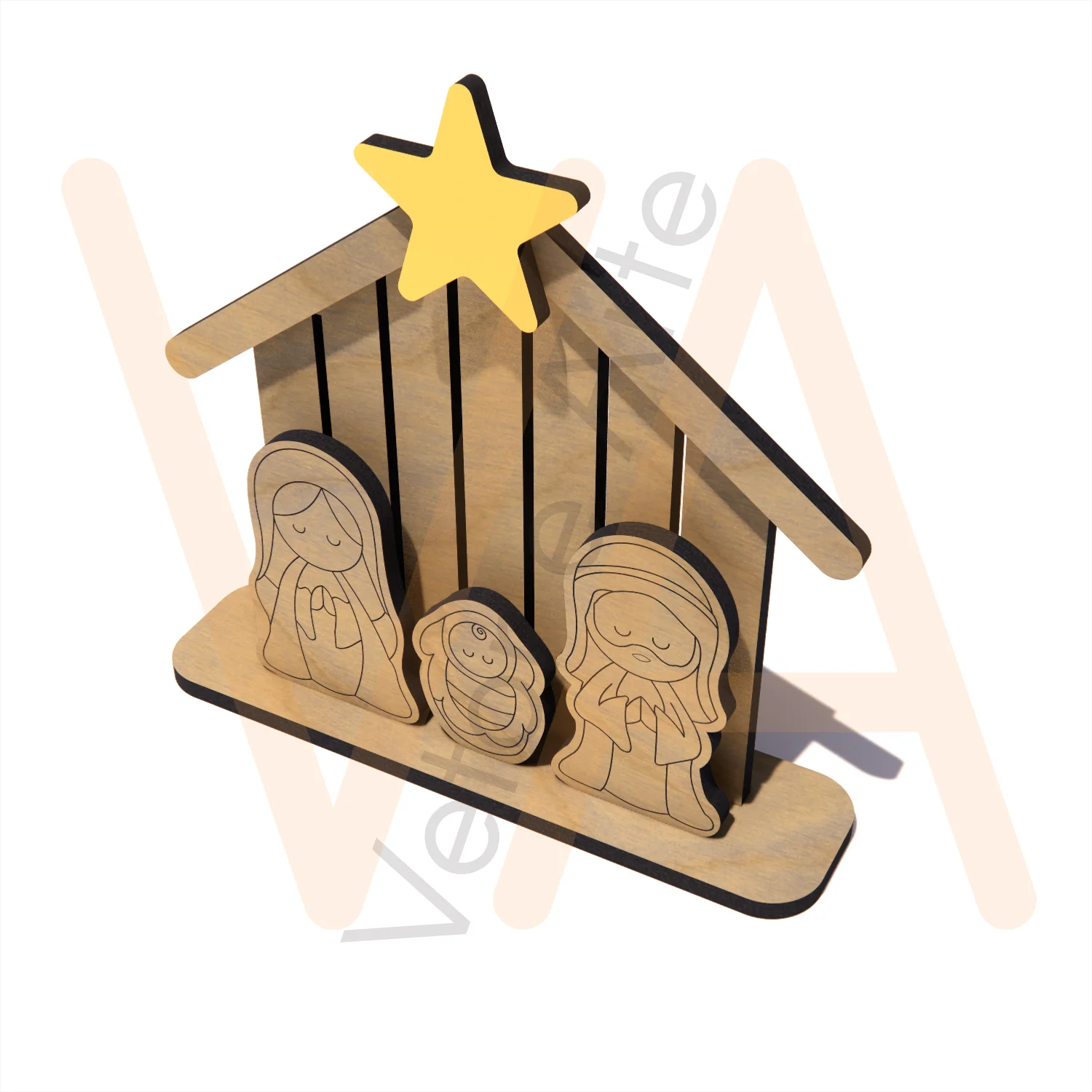 Vetor para CNC Laser - Presépio Lúdico Simples - em MDF 06mm - Imagem 3